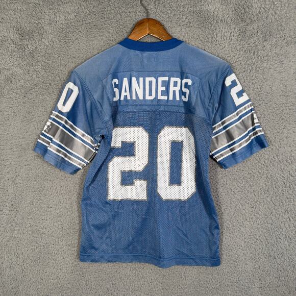 Barry Sanders Detroit Lions Blue Jersey Starter Youth Small 8 Vintage NFL - Picture 5 of 8